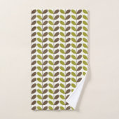 Retro Green Brown Leaf Pattern Bad Handdoek (Handdoek)