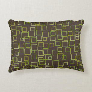 Retro Green Brown Pattern Pillow Accent Kussen