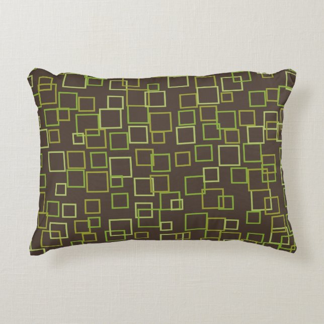 Retro Green Brown Pattern Pillow Accent Kussen (Voorkant)