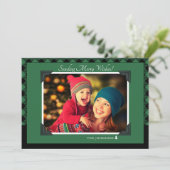 Retro Green Buffalo: kerstfoto Feestdagenkaart (Staand voorkant)