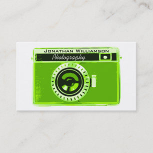 Retro Green Camera Photography Visitekaartjes