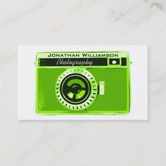 Retro Green Camera Photography Visitekaartjes (Voorkant)