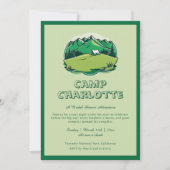 Retro Green Camp bruid bruidsdouche uitnodiging (Voorkant)