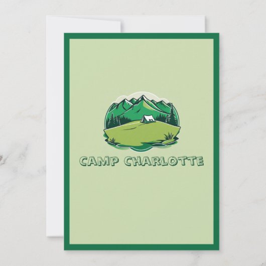 Retro Green Camp bruid bruidsdouche uitnodiging (Achterkant)