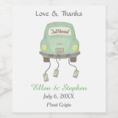 Retro Green Car net huwelijk Wijn Etiket (Enkel label)