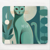 Retro Green Cat Print Mousepad voor kattenbroodjes Muismat (Voorkant)