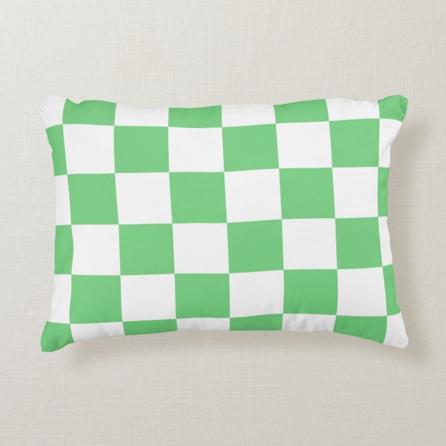 Retro Green Chessboard Checkerboard Tegel Y2K Accent Kussen (Voorkant)