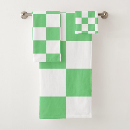 Retro Green Chessboard Checkerboard Tegel Y2K Bad Handdoek (Insitu)