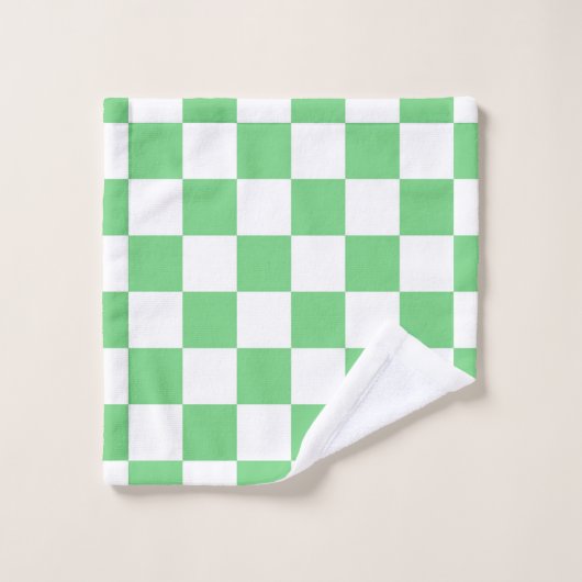 Retro Green Chessboard Checkerboard Tegel Y2K Bad Handdoek (Wasdoekje)