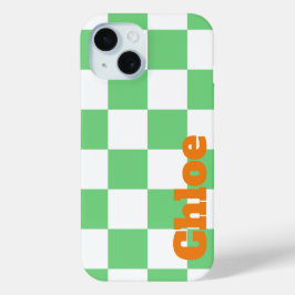 Retro Green Chessboard Checkerboard Tegel Y2K iPhone 15 Case