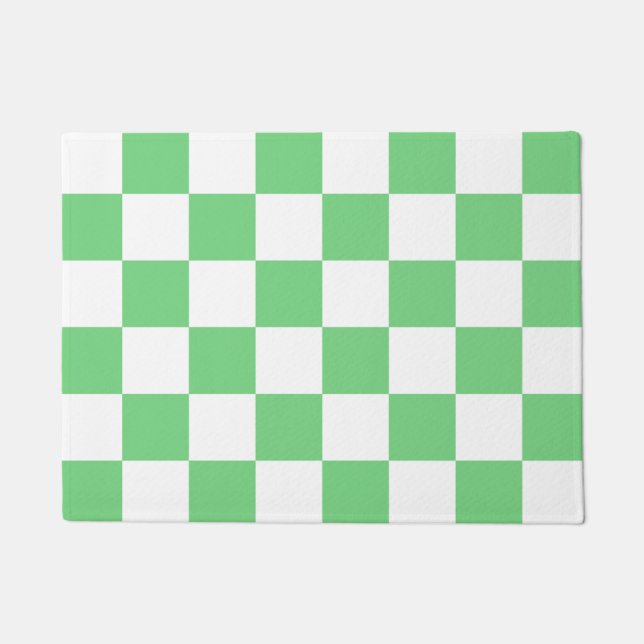 Retro Green Chessboard Checkerboard Tegel Y2K Deurmat (Voorkant)