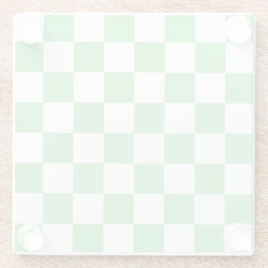 Retro Green Chessboard Checkerboard Tegel Y2K Glazen Onderzetter (Achterkant)