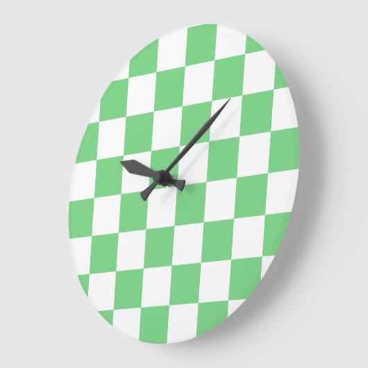 Retro Green Chessboard Checkerboard Tegel Y2K Grote Klok (Hoek)
