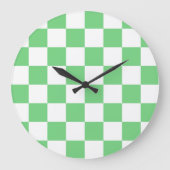 Retro Green Chessboard Checkerboard Tegel Y2K Grote Klok (Voorkant)