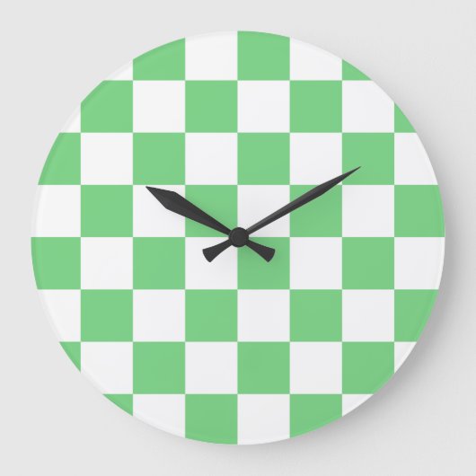 Retro Green Chessboard Checkerboard Tegel Y2K Grote Klok (Voorkant)