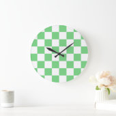 Retro Green Chessboard Checkerboard Tegel Y2K Grote Klok (Huis)