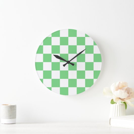 Retro Green Chessboard Checkerboard Tegel Y2K Grote Klok (Huis)