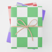 Retro Green Chessboard Checkerboard Tegel Y2K Inpakpapier Vel (In situ)