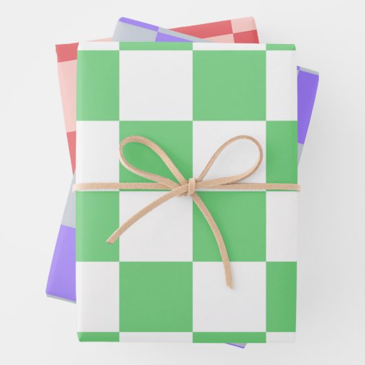 Retro Green Chessboard Checkerboard Tegel Y2K Inpakpapier Vel (In situ)