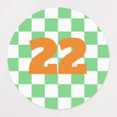 Retro Green Chessboard Checkerboard Tegel Y2K Labels (Design 1)