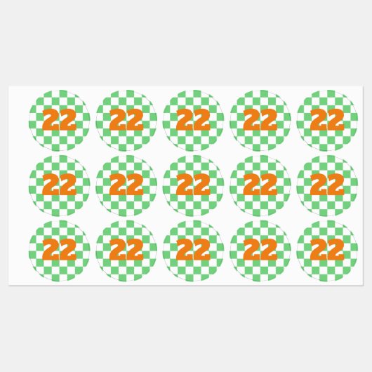 Retro Green Chessboard Checkerboard Tegel Y2K Labels (Vel)