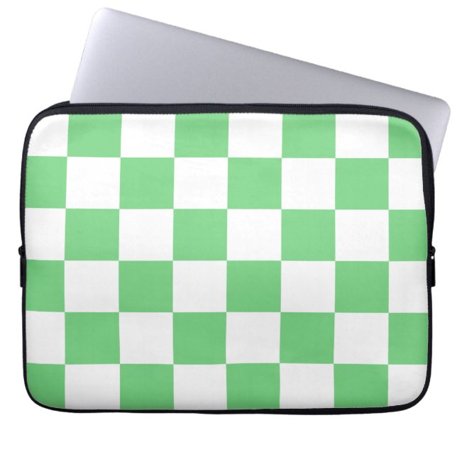 Retro Green Chessboard Checkerboard Tegel Y2K Laptop Sleeve (Voorkant)