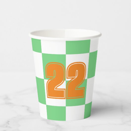 Retro Green Chessboard Checkerboard Tegel Y2K Papieren Bekers (Links)