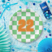 Retro Green Chessboard Checkerboard Tegel Y2K Papieren Bordje (Feest)