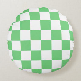 Retro Green Chessboard Checkerboard Tegel Y2K Rond Kussen