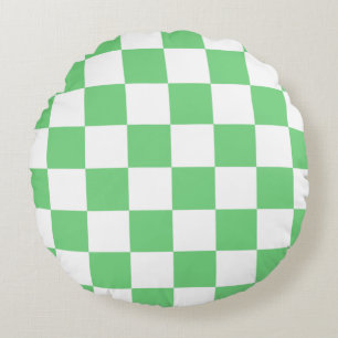 Retro Green Chessboard Checkerboard Tegel Y2K Rond Kussen