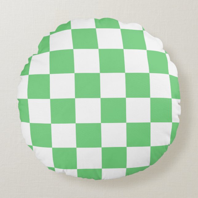 Retro Green Chessboard Checkerboard Tegel Y2K Rond Kussen (Voorkant)
