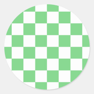 Retro Green Chessboard Checkerboard Tegel Y2K Ronde Sticker