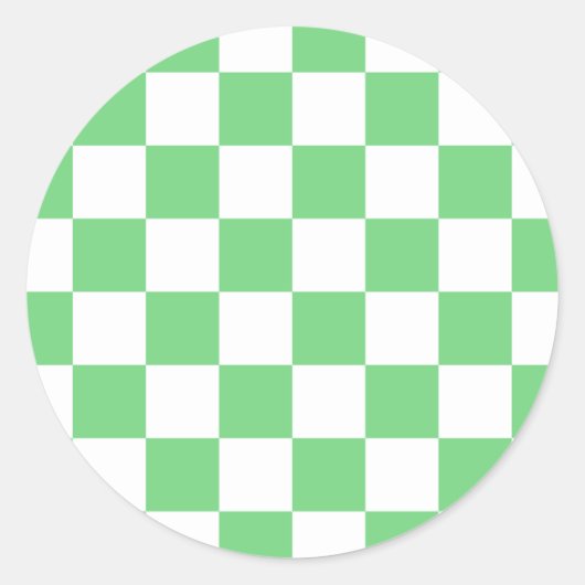 Retro Green Chessboard Checkerboard Tegel Y2K Ronde Sticker (Voorkant)