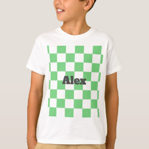 Retro Green Chessboard Checkerboard Tegel Y2K T-shirt