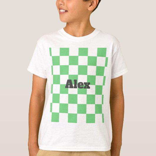 Retro Green Chessboard Checkerboard Tegel Y2K T-shirt (Voorkant)