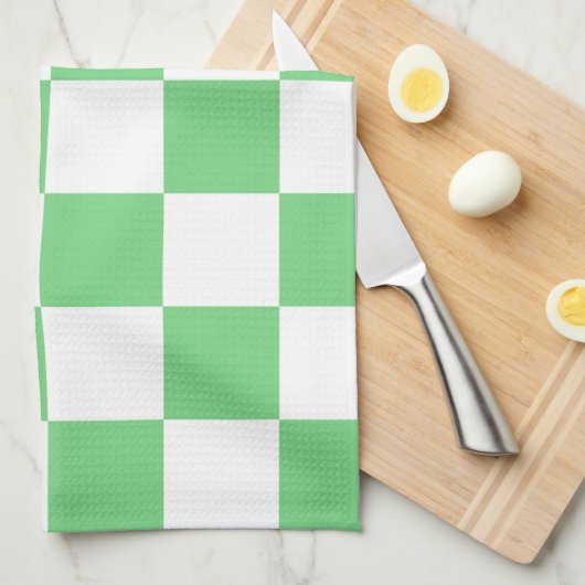 Retro Green Chessboard Checkerboard Tegel Y2K Theedoek (Quarter Fold)