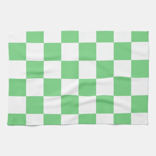 Retro Green Chessboard Checkerboard Tegel Y2K Theedoek (Horizontaal)