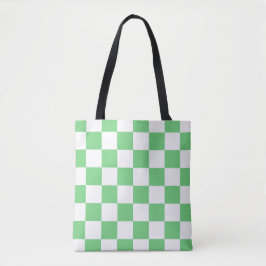 Retro Green Chessboard Checkerboard Tegel Y2K Tote Bag