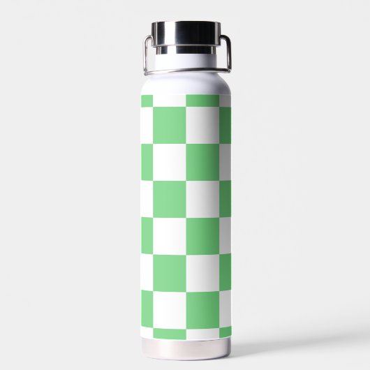 Retro Green Chessboard Checkerboard Tegel Y2K Waterfles (Achterkant)