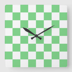 Retro Green Chessboard Tegel Y2K esthetisch patroo Vierkante Klok