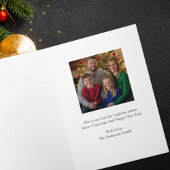 Retro green Christmas Tree & Family Photo Custom Kaart