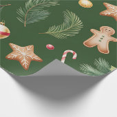 Retro Green Christmas Wrapping Pape Cadeaupapier (Hoek)