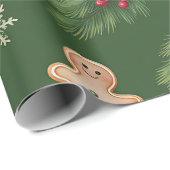 Retro Green Christmas Wrapping Pape Cadeaupapier (Rol Hoek)