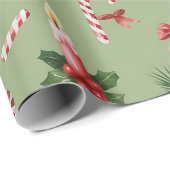 Retro Green Christmas Wrapping Paper Cadeaupapier (Rol Hoek)
