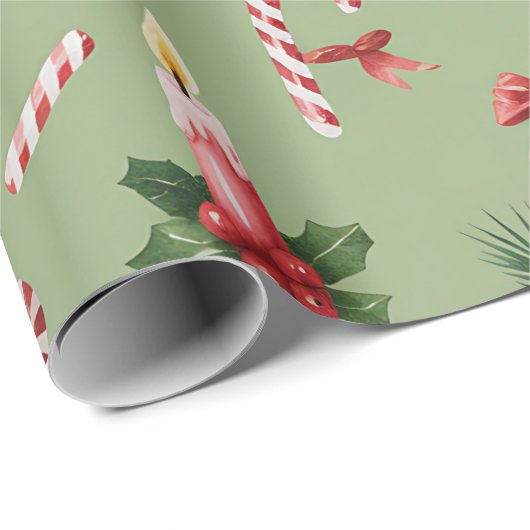 Retro Green Christmas Wrapping Paper Cadeaupapier (Rol Hoek)