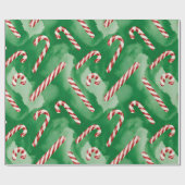 Retro Green Christmas Wrapping Paper Cadeaupapier (Vlak)