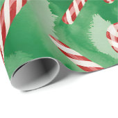 Retro Green Christmas Wrapping Paper Cadeaupapier (Rol Hoek)