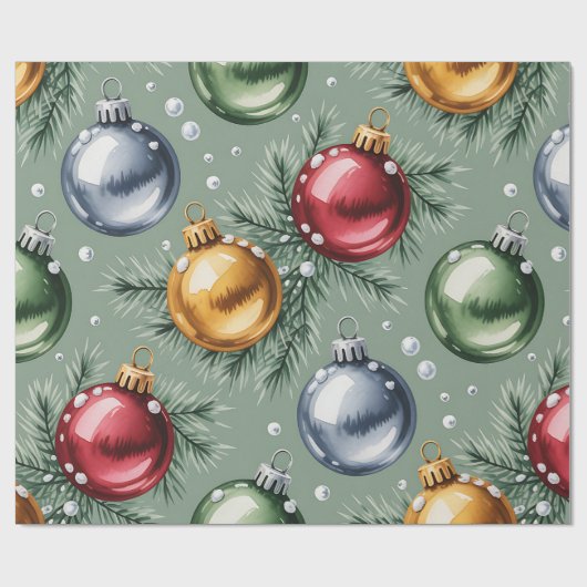Retro Green Christmas Wrapping Paper Cadeaupapier (Vlak)