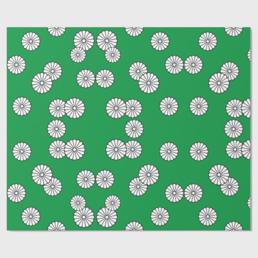 Retro Green Circular White Japanse ventilator Cadeaupapier (Vlak)