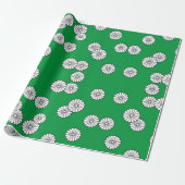 Retro Green Circular White Japanse ventilator Cadeaupapier (Uitgerold)